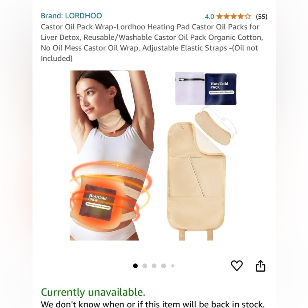 Brand new unused Reusable Washable Castor Oil wrap
